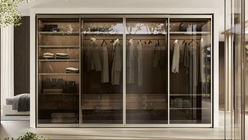 Aurora di Febal Casa - Armadio in vetro con ante scorrevoli